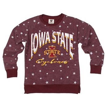 Girls Youth Wes & Willy Cardinal Iowa State Cyclones Shimmer Star Reverse Sweatshirt