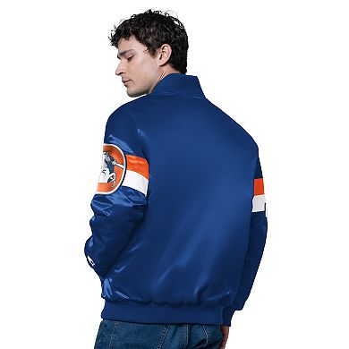 Men's Starter Royal Denver Broncos Triple Option Satin Varsity Vintage Logo Full-Snap Jacket