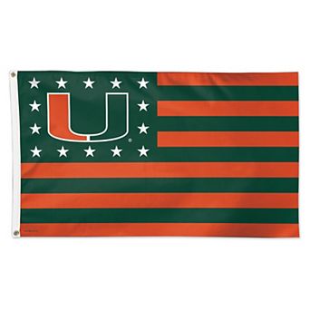 WinCraft Miami Hurricanes 3' x 5' Single-Sided Deluxe Patriotic Stars & Stripes Flag