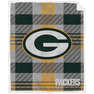Pegasus Green Bay Packers Pegasus 60" x 70" Plaid Steel Royal Plush Sherpa Blanket