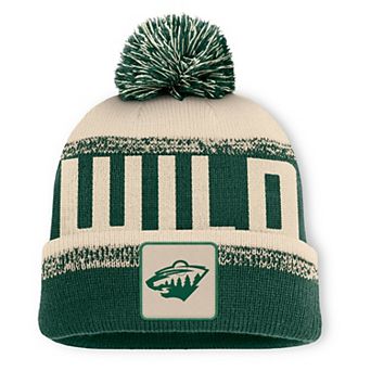 Men's Fanatics Green/Cream Minnesota Wild Fundamentals Thrive Cuffed Knit Hat with Pom