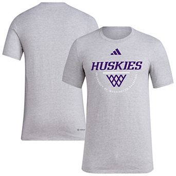 Men's adidas Gray Washington Huskies Basketball Practice Net Arch Pregame T-Shirt
