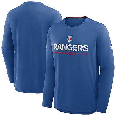 Men's Fanatics Blue New York Rangers Authentic Pro Rink Centennial Tech Long Sleeve T-Shirt