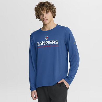 Men's Fanatics Blue New York Rangers Authentic Pro Rink Centennial Tech Long Sleeve T-Shirt