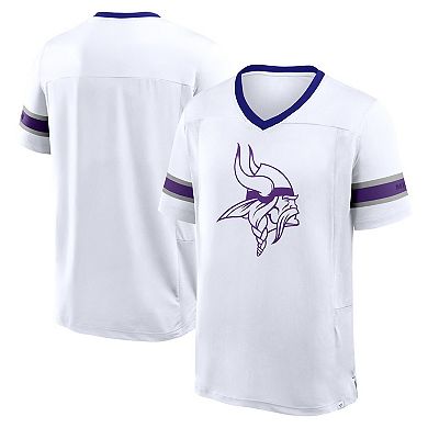 Men's Fanatics White Minnesota Vikings Redzone Hashmark V-Neck T-Shirt