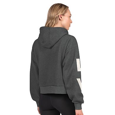 Women's Starter Heather Charcoal Las Vegas Raiders Star Player Cropped Fleece Pullover Hoodie