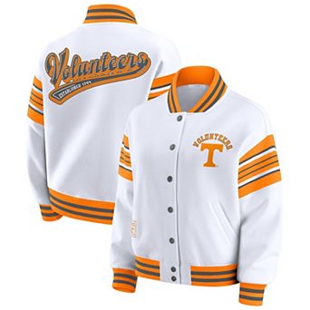 Women's WEAR by Erin Andrews White/Tennessee Orange Tennessee Volunteers Satin Stitch Full-Snap Fleece Sweatshirt Jacket