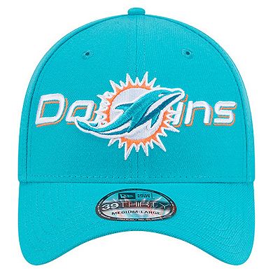 Men's New Era Aqua Miami Dolphins Overlap Logo 39THIRTY Stretch Fit Hat