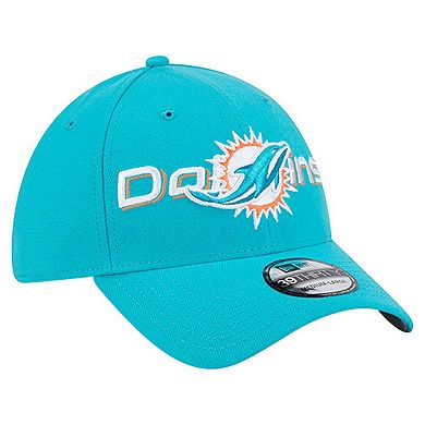 Men's New Era Aqua Miami Dolphins Overlap Logo 39THIRTY Stretch Fit Hat