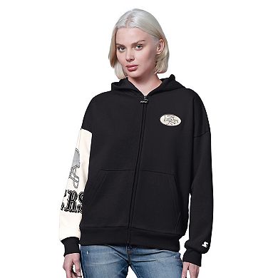 Women's Starter Black San Francisco 49ers 4th Down Full-Zip Hoodie