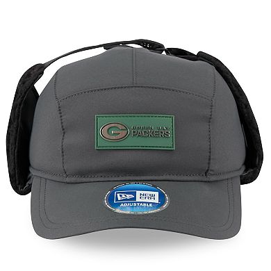 Men's New Era Charcoal Green Bay Packers 2025 Sideline Cold Weather Runner Dog Ear Adjustable Hat