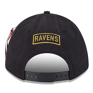 Men's New Era x Alpha Industries Black Baltimore Ravens A-Frame 9FORTY Adjustable Hat
