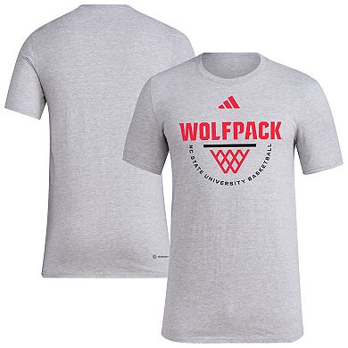 Men's adidas Gray NC State Wolfpack Basketball Practice Net Arch Pregame T-Shirt