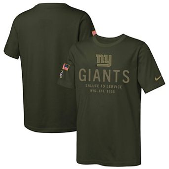Youth Nike Olive New York Giants 2025 Salute to Service Sideline Dri-FIT T-Shirt