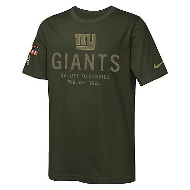 Youth Nike Olive New York Giants 2025 Salute to Service Sideline Dri-FIT T-Shirt