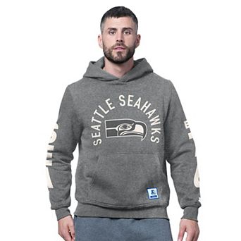 Men's Starter Charcoal Seattle Seahawks Handoff Vintage Logo Fleece Hoodie Sweatshirt