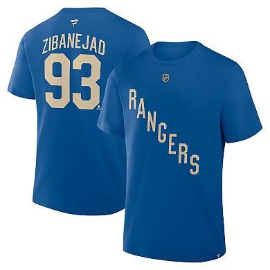 Men's Fanatics Mika Zibanejad Blue New York Rangers Authentic Stack Name & Number T-Shirt