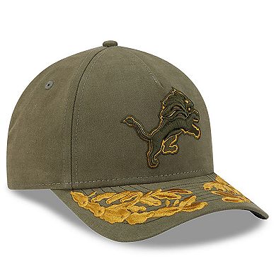 Men's New Era x Alpha Industries Olive Detroit Lions A-Frame 9FORTY Adjustable Hat