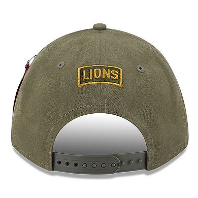 Men's New Era x Alpha Industries Olive Detroit Lions A-Frame 9FORTY Adjustable Hat