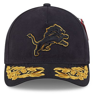 Men's New Era x Alpha Industries Black Detroit Lions A-Frame 9FORTY Adjustable Hat