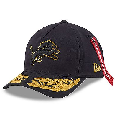 Men's New Era x Alpha Industries Black Detroit Lions A-Frame 9FORTY Adjustable Hat