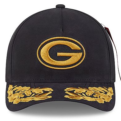 Men's New Era x Alpha Industries Black Green Bay Packers A-Frame 9FORTY Adjustable Hat