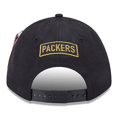 Men's New Era x Alpha Industries Black Green Bay Packers A-Frame 9FORTY Adjustable Hat