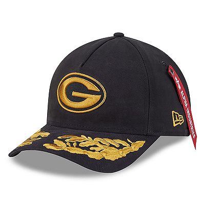 Men's New Era x Alpha Industries Black Green Bay Packers A-Frame 9FORTY Adjustable Hat