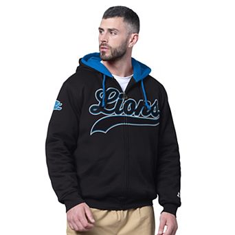 Men's Starter Black Detroit Lions Big Shot Full-Zip Double Hoodie