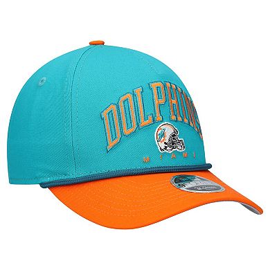 Youth New Era Aqua/Orange Miami Dolphins Arch COOLERA 9FORTY A-Frame Adjustable Hat
