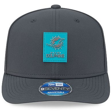 Men's New Era Charcoal Miami Dolphins 2025 Sideline Cold Weather 9SEVENTY Adjustable Hat