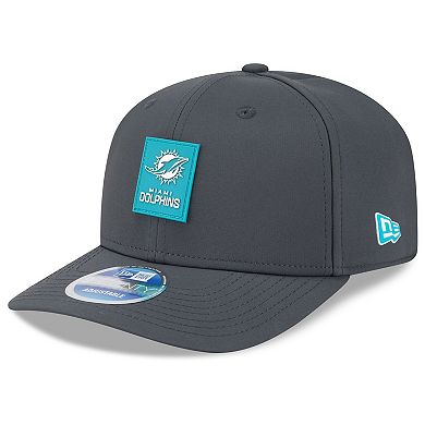 Men's New Era Charcoal Miami Dolphins 2025 Sideline Cold Weather 9SEVENTY Adjustable Hat