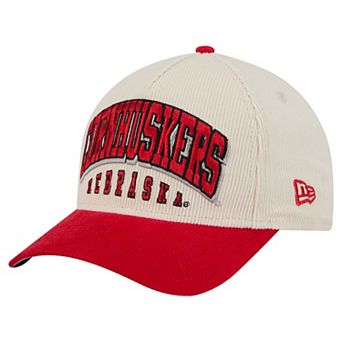 Men's New Era Scarlet/Cream Nebraska Huskers Arch Two-Tone Corduroy 9FORTY A-Frame Adjustable Hat