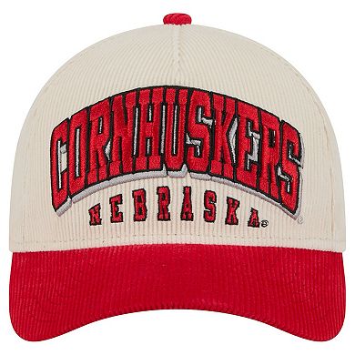 Men's New Era Scarlet/Cream Nebraska Huskers Arch Two-Tone Corduroy 9FORTY A-Frame Adjustable Hat