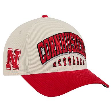 Men's New Era Scarlet/Cream Nebraska Huskers Arch Two-Tone Corduroy 9FORTY A-Frame Adjustable Hat