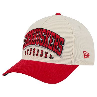 Men's New Era Scarlet/Cream Nebraska Huskers Arch Two-Tone Corduroy 9FORTY A-Frame Adjustable Hat