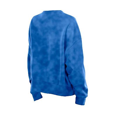 Women's New Era Royal Golden State Warriors Boxy Throwback Mineral Wash Sweatshirt