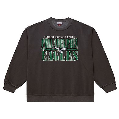 Men's Mitchell & Ness Black Philadelphia Eagles Downtown Crew Vintage Logo Sweatshirt