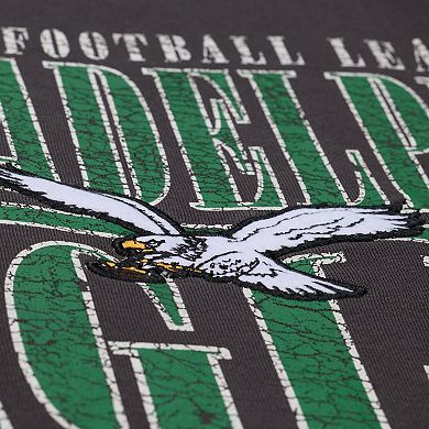 Men's Mitchell & Ness Black Philadelphia Eagles Downtown Crew Vintage Logo Sweatshirt