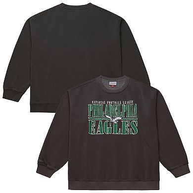 Men's Mitchell & Ness Black Philadelphia Eagles Downtown Crew Vintage Logo Sweatshirt
