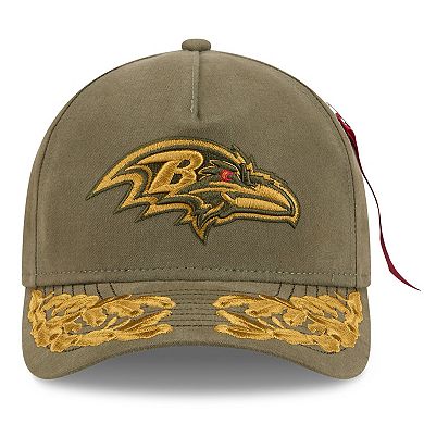 Men's New Era x Alpha Industries Olive Baltimore Ravens A-Frame 9FORTY Adjustable Hat