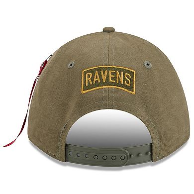 Men's New Era x Alpha Industries Olive Baltimore Ravens A-Frame 9FORTY Adjustable Hat