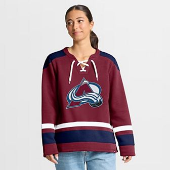 Women's Fanatics Burgundy Colorado Avalanche Icing Long Sleeve Lace Up Sweatshirt