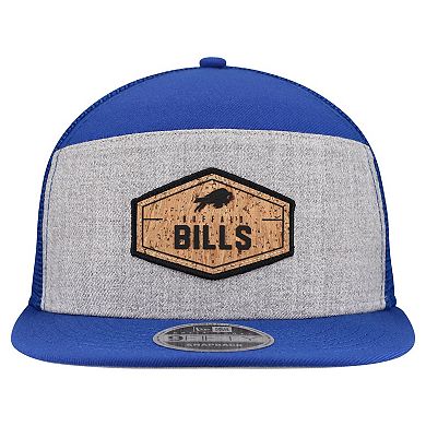 Men's New Era Gray/Royal Buffalo Bills Cork Split Panel 9FIFTY Trucker Snapback Hat