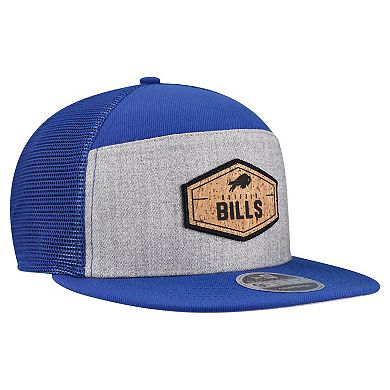 Men's New Era Gray/Royal Buffalo Bills Cork Split Panel 9FIFTY Trucker Snapback Hat