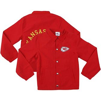 Youth Wes & Willy Red Kansas City Chiefs T Buck's Full-Snap Coaching Jacket