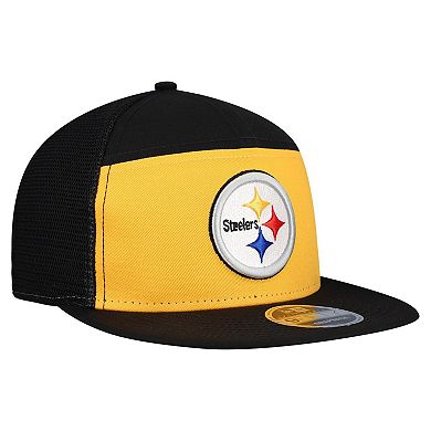 Men's New Era Gold/Black Pittsburgh Steelers Outdoor Split Panel 9FIFTY Snapback Hat