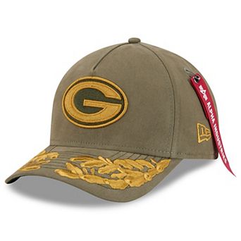 Men's New Era x Alpha Industries Olive Green Bay Packers A-Frame 9FORTY Adjustable Hat