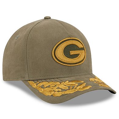 Men's New Era x Alpha Industries Olive Green Bay Packers A-Frame 9FORTY Adjustable Hat