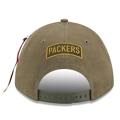 Men's New Era x Alpha Industries Olive Green Bay Packers A-Frame 9FORTY Adjustable Hat